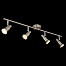 Stropní svítidlo, kov nikl matný, kov chrom, DxŠxV:67x8x11cm, včetně žárovek 4xGU10 LED 3W 230V, zdroj 250lm, výstup 250lm, 3000K