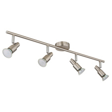 Stropní svítidlo, kov nikl matný, kov chrom, DxŠxV:67x8x11cm, včetně žárovek 4xGU10 LED 3W 230V, zdroj 250lm, výstup 250lm, 3000K