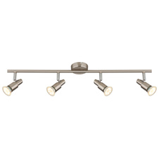 Stropní svítidlo, kov nikl matný, kov chrom, DxŠxV:67x8x11cm, včetně žárovek 4xGU10 LED 3W 230V, zdroj 250lm, výstup 250lm, 3000K