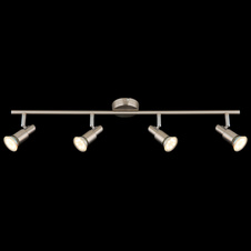 Stropní svítidlo, kov nikl matný, kov chrom, DxŠxV:67x8x11cm, včetně žárovek 4xGU10 LED 3W 230V, zdroj 250lm, výstup 250lm, 3000K