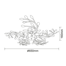 Stropní svítidlo, chrom, plast, Ø65cm, V:16cm, bez žárovek 5xE14, max. 40W 230V.