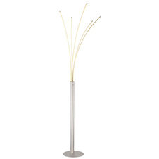 Stojací lampa, kov matný nikl, plast bílý, chrom, černý PVC kabel, dotykový stmívač, 3-stupňový stmívač: 100-60-20%, DxŠxV:56x60x187cm, délka kabelu 180cm, LED 36W 230V, zdroj 4120lm, výstup 1350lm, 3000K