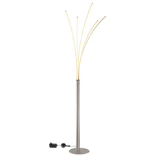 Stojací lampa, kov matný nikl, plast bílý, chrom, černý PVC kabel, dotykový stmívač, 3-stupňový stmívač: 100-60-20%, DxŠxV:56x60x187cm, délka kabelu 180cm, LED 36W 230V, zdroj 4120lm, výstup 1350lm, 3000K