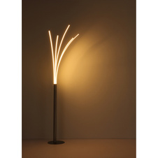 Stojací lampa, kov matný nikl, plast bílý, chrom, černý PVC kabel, dotykový stmívač, 3-stupňový stmívač: 100-60-20%, DxŠxV:56x60x187cm, délka kabelu 180cm, LED 36W 230V, zdroj 4120lm, výstup 1350lm, 3000K