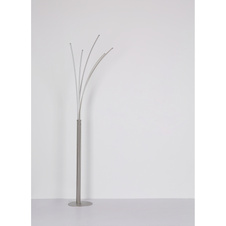 Stojací lampa, kov matný nikl, plast bílý, chrom, černý PVC kabel, dotykový stmívač, 3-stupňový stmívač: 100-60-20%, DxŠxV:56x60x187cm, délka kabelu 180cm, LED 36W 230V, zdroj 4120lm, výstup 1350lm, 3000K