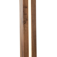 Stojací lampa, imitace dřeva MDF, kovový dub, textilní béžová, tlačítkový vypínač, stmívatelná, samostatně vypínatelná/stmívatelná, DxŠxVxH: 400x270x1500mm, včetně LED 17W 230V, výkon 1900lm, 3000K, bez žárovky 1xE27, max. 40W 230V
