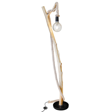 Stojací lampa, dřevo hnědé, nožní vypínač na kabelu, DxŠxV:51x25x150cm, bez žárovky 1xE27,max. 40W 230V