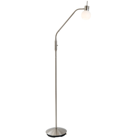 Stojící lampa, kov matný nikl, sklo, ŠxV:23x150cm, včetně žárovky 1xE14 LED 5W 230V, výstup 430lm, 3000K