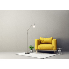 Stojící lampa, kov matný nikl, sklo, ŠxV:23x150cm, včetně žárovky 1xE14 LED 5W 230V, výstup 430lm, 3000K