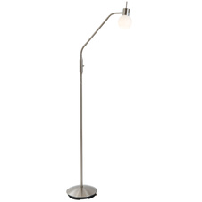 Stojící lampa, kov matný nikl, sklo, ŠxV:23x150cm, včetně žárovky 1xE14 LED 5W 230V, výstup 430lm, 3000K