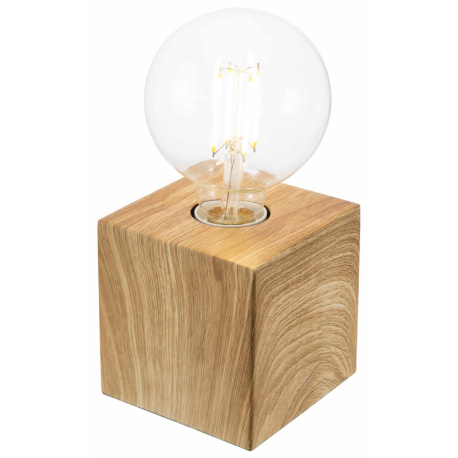 Stolní lampa, dřevo světlý dub, DxŠxV:10x10x10cm, bez žárovky 1xE27, max. 40W 230V