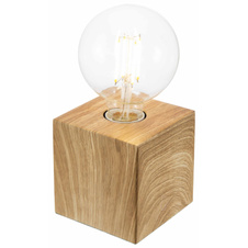 Stolní lampa, dřevo světlý dub, DxŠxV:10x10x10cm, bez žárovky 1xE27, max. 40W 230V