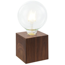 Stolní lampa, kov imitace dřeva, dotykové zapínání/vypínání, DxŠxV:10x10x10cm, bez žárovky 1xE27, max. 40W 230V