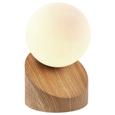 Stolní lampa, kov imitace dřeva, sklo bílé, DxŠxV:10x10x16cm, dotykové zapínání/vypínání, včetně žárovky 1xG9 LED 3W 230V, výstup 330lm, 3000K