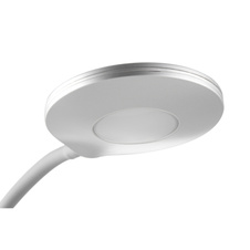 Stolní lampa, matný plast stříbrné barvy, matné křišťálové sklo, černý PVC kabel, otočný vypínač, DxŠxV:18x13x35cm, včetně LED 4W 230V, výstup 300lm, 3000K
