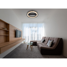 Stropní svítidlo, kov černý matný, bambus přírodní barva, stmívatelné, několik úrovní pomocí nástěnného spínače, Ø:46cm, V:6cm, LED 21W 230V, výstup 2600lm, 3000K