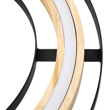 Stropní svítidlo, kov černý matný, bambus přírodní barva, stmívatelné, několik úrovní pomocí nástěnného spínače, Ø:46cm, V:6cm, LED 21W 230V, výstup 2600lm, 3000K