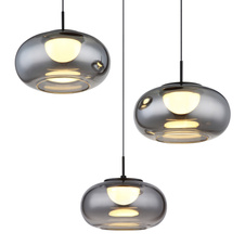 Závěsné svítidlo, kov černý matný, sklo kouřové barvy, kabel černý, ø: 49cm, výška: 150cm, nastavitelná výška od 80 do 150cm, LED 18W 230V, zdroj 1890lm, výstup 1200lm, 3000K