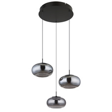 Závěsné svítidlo, kov černý matný, sklo kouřové barvy, kabel černý, ø: 49cm, výška: 150cm, nastavitelná výška od 80 do 150cm, LED 18W 230V, zdroj 1890lm, výstup 1200lm, 3000K