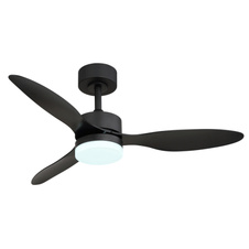 Stropní ventilátor, kov černý, plast bílý/černý, stmívatelný, více úrovní nástěnným vypínačem, paměť, časovač, dálkové ovládání, 15m², ø: 1060mm, V: 405mm, včetně LED 20W 230V, zdroj 260-1650lm, výkon 170-800lm, CCT 2700-6500K