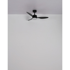 Stropní ventilátor, kov černý, plast bílý/černý, stmívatelný, více úrovní nástěnným vypínačem, paměť, časovač, dálkové ovládání, 15m², ø: 1060mm, V: 405mm, včetně LED 20W 230V, zdroj 260-1650lm, výkon 170-800lm, CCT 2700-6500K