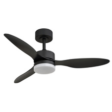 Stropní ventilátor, kov černý, plast bílý/černý, stmívatelný, více úrovní nástěnným vypínačem, paměť, časovač, dálkové ovládání, 15m², ø: 1060mm, V: 405mm, včetně LED 20W 230V, zdroj 260-1650lm, výkon 170-800lm, CCT 2700-6500K