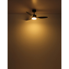Stropní ventilátor, kov černý, plast bílý/černý, stmívatelný, více úrovní nástěnným vypínačem, paměť, časovač, dálkové ovládání, 15m², ø: 1060mm, V: 405mm, včetně LED 20W 230V, zdroj 260-1650lm, výkon 170-800lm, CCT 2700-6500K