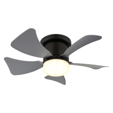 Stropní ventilátor, kov černý matný, plast šedý/bílý, stmívatelný, několik úrovní nástěnným vypínačem, dálkové ovládání, baterie 1x CR2025, 15m², ø: 400mm, V: 126mm, včetně LED 9W 230V, zdroj 1000lm, výkon 800lm, CCT 2700-6500K