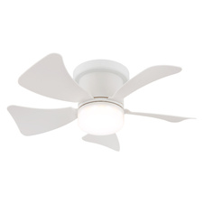 Stropní ventilátor, kov bílý matný, plast bílý, stmívatelný, několik úrovní pomocí nástěnného spínače, dálkové ovládání, 15m², ø: 40cm, výška: 13cm, LED 9W 230V, zdroj 1000lm, výstup 800lm, CCT 2700-6500K