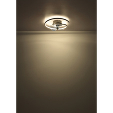Stropní ventilátor, kov černý/hliník černý matný, plast bílý/kouřový, stmívatelný, několik úrovní nástěnným vypínačem, paměť, dálkové ovládání, 20m², ø: 450mm V: 139mm, ø lopatek: 280mm, LED 30W 230V, zdroj 215-3370lm, výkon 105-1660lm, CCT2700-6500K