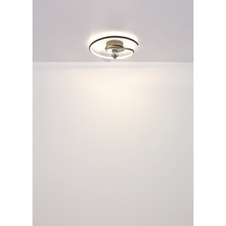 Stropní ventilátor, kov černý/hliník černý matný, plast bílý/kouřový, stmívatelný, několik úrovní nástěnným vypínačem, paměť, dálkové ovládání, 20m², ø: 450mm V: 139mm, ø lopatek: 280mm, LED 30W 230V, zdroj 215-3370lm, výkon 105-1660lm, CCT2700-6500K