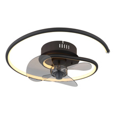 Stropní ventilátor, kov černý/hliník černý matný, plast bílý/kouřový, stmívatelný, několik úrovní nástěnným vypínačem, paměť, dálkové ovládání, 20m², ø: 450mm V: 139mm, ø lopatek: 280mm, LED 30W 230V, zdroj 215-3370lm, výkon 105-1660lm, CCT2700-6500K