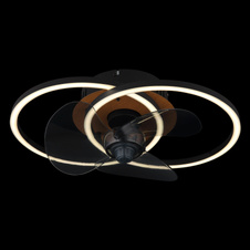 Stropní ventilátor, kov černý/imitace dřeva,plast bílý/kouřový, stmívatelný, více úrovní nástěnným vypínačem, paměť, dálkové ovládání, 20m², DxŠxV: 420x280x144mm, lopatky ø: 280mm, LED 24W 230V, zdroj 150-2800lm, výkon 28-490lm, CCT2700-6500K
