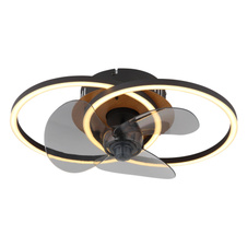 Stropní ventilátor, kov černý/imitace dřeva,plast bílý/kouřový, stmívatelný, více úrovní nástěnným vypínačem, paměť, dálkové ovládání, 20m², DxŠxV: 420x280x144mm, lopatky ø: 280mm, LED 24W 230V, zdroj 150-2800lm, výkon 28-490lm, CCT2700-6500K