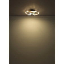 Stropní ventilátor, kov černý/imitace dřeva,plast bílý/kouřový, stmívatelný, více úrovní nástěnným vypínačem, paměť, dálkové ovládání, 20m², DxŠxV: 420x280x144mm, lopatky ø: 280mm, LED 24W 230V, zdroj 150-2800lm, výkon 28-490lm, CCT2700-6500K