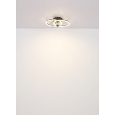 Stropní ventilátor, kov černý/imitace dřeva,plast bílý/kouřový, stmívatelný, více úrovní nástěnným vypínačem, paměť, dálkové ovládání, 20m², DxŠxV: 420x280x144mm, lopatky ø: 280mm, LED 24W 230V, zdroj 150-2800lm, výkon 28-490lm, CCT2700-6500K