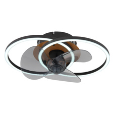 Stropní ventilátor, kov černý/imitace dřeva,plast bílý/kouřový, stmívatelný, více úrovní nástěnným vypínačem, paměť, dálkové ovládání, 20m², DxŠxV: 420x280x144mm, lopatky ø: 280mm, LED 24W 230V, zdroj 150-2800lm, výkon 28-490lm, CCT2700-6500K