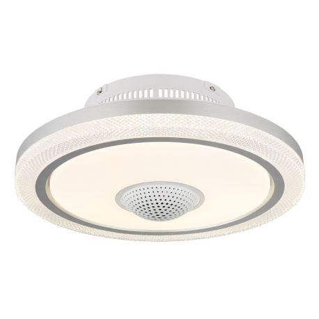 Stropní ventilátor, kov bílý, hliník, plast bílý, stmívatelný, několik úrovní pomocí nástěnného spínače, paměť, dálkové ovládání, 25m², ø: 50cm, výška: 18cm, včetně LED 40W 230V, zdroj 4100lm, výstup 2800lm, CCT 2700-6500K