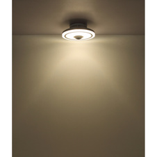 Stropní ventilátor, kov bílý, hliník, plast bílý, stmívatelný, několik úrovní pomocí nástěnného spínače, paměť, dálkové ovládání, 25m², ø: 50cm, výška: 18cm, včetně LED 40W 230V, zdroj 4100lm, výstup 2800lm, CCT 2700-6500K