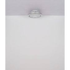 Stropní ventilátor, kov bílý, hliník, plast bílý, stmívatelný, několik úrovní pomocí nástěnného spínače, paměť, dálkové ovládání, 25m², ø: 50cm, výška: 18cm, včetně LED 40W 230V, zdroj 4100lm, výstup 2800lm, CCT 2700-6500K