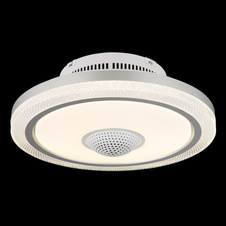 Stropní ventilátor, kov bílý, hliník, plast bílý, stmívatelný, několik úrovní pomocí nástěnného spínače, paměť, dálkové ovládání, 25m², ø: 50cm, výška: 18cm, včetně LED 40W 230V, zdroj 4100lm, výstup 2800lm, CCT 2700-6500K