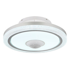 Stropní ventilátor, kov bílý, hliník, plast bílý, stmívatelný, několik úrovní pomocí nástěnného spínače, paměť, dálkové ovládání, 25m², ø: 50cm, výška: 18cm, včetně LED 40W 230V, zdroj 4100lm, výstup 2800lm, CCT 2700-6500K