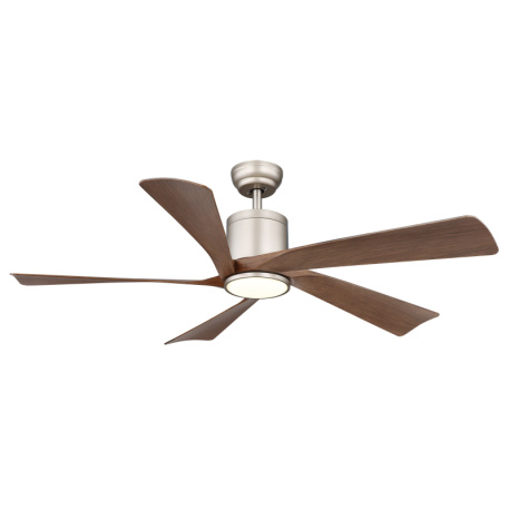 Stropní ventilátor, kov tmavě šedý/světle šedý, plast bílý/imitace dřeva, stmívatelný, více úrovní nástěnným vypínačem, paměť, časovač, dálkové ovládání, 50m², ø: 1320mm V: 480mm, LED 20W 230V, zdroj 1700lm, výkon 1600lm, CCT2700-6500K