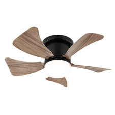 Stropní ventilátor, černý matný kov, imitace tmavého dřeva/bílá, stmívatelný, několik úrovní nástěnným vypínačem, dálkové ovládání, 15m², ø: 400mm V: 126mm, LED 9W 230V, zdroj 1000lm, výkon 800lm, CCT2700-6500K