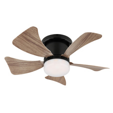 Stropní ventilátor, černý matný kov, imitace tmavého dřeva/bílá, stmívatelný, několik úrovní nástěnným vypínačem, dálkové ovládání, 15m², ø: 400mm V: 126mm, LED 9W 230V, zdroj 1000lm, výkon 800lm, CCT2700-6500K