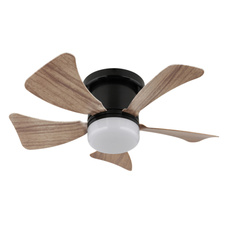 Stropní ventilátor, černý matný kov, imitace tmavého dřeva/bílá, stmívatelný, několik úrovní nástěnným vypínačem, dálkové ovládání, 15m², ø: 400mm V: 126mm, LED 9W 230V, zdroj 1000lm, výkon 800lm, CCT2700-6500K