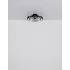 Stropní ventilátor, kov černý mat, akryl bílý, plast kouřový, stmívatelný, několik úrovní nástěnným vypínačem, paměť, noční světlo, časovač, dálkové ovládání, 30m², ø: 500mm V: 140mm, LED 40W 230V, zdroj 460-5000lm, výkon 188-2080lm, CCT3000-6500K
