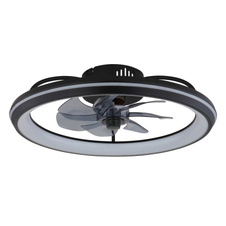Stropní ventilátor, kov černý mat, akryl bílý, plast kouřový, stmívatelný, několik úrovní nástěnným vypínačem, paměť, noční světlo, časovač, dálkové ovládání, 30m², ø: 500mm V: 140mm, LED 40W 230V, zdroj 460-5000lm, výkon 188-2080lm, CCT3000-6500K