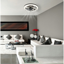 Stropní ventilátor, plastový černý, akrylátový černý/čirý/kouřový, stmívatelný, několik úrovní nástěnným vypínačem, paměť, dálkové ovládání, 30m², ø: 480mm V: 130mm, LED 30W 230 V, zdroj 400-4000 lm, výkon 200-2700 lm, CCT 2700-6000K