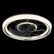 Stropní ventilátor, plastový černý, akrylátový černý/čirý/kouřový, stmívatelný, několik úrovní nástěnným vypínačem, paměť, dálkové ovládání, 30m², ø: 480mm V: 130mm, LED 30W 230 V, zdroj 400-4000 lm, výkon 200-2700 lm, CCT 2700-6000K